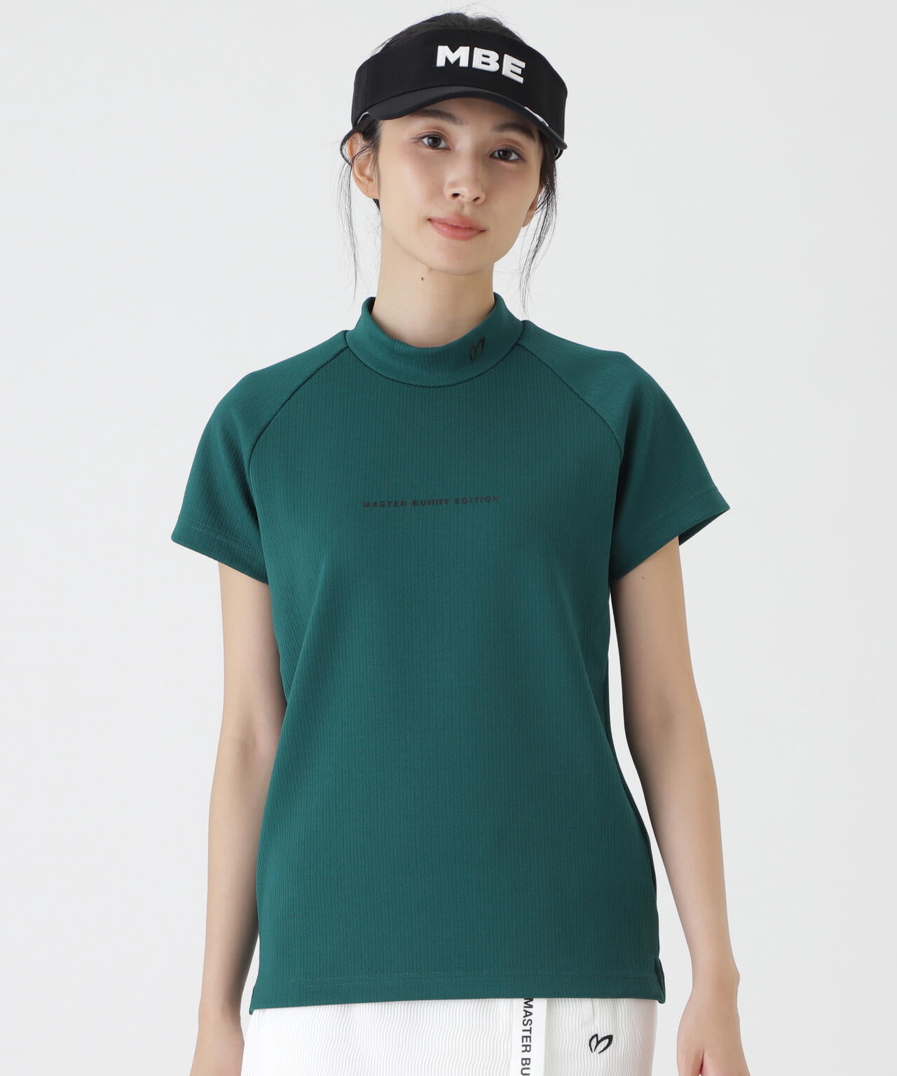 へリンボンストライプ半袖モックネックカットソー (WOMENS) | MASTER