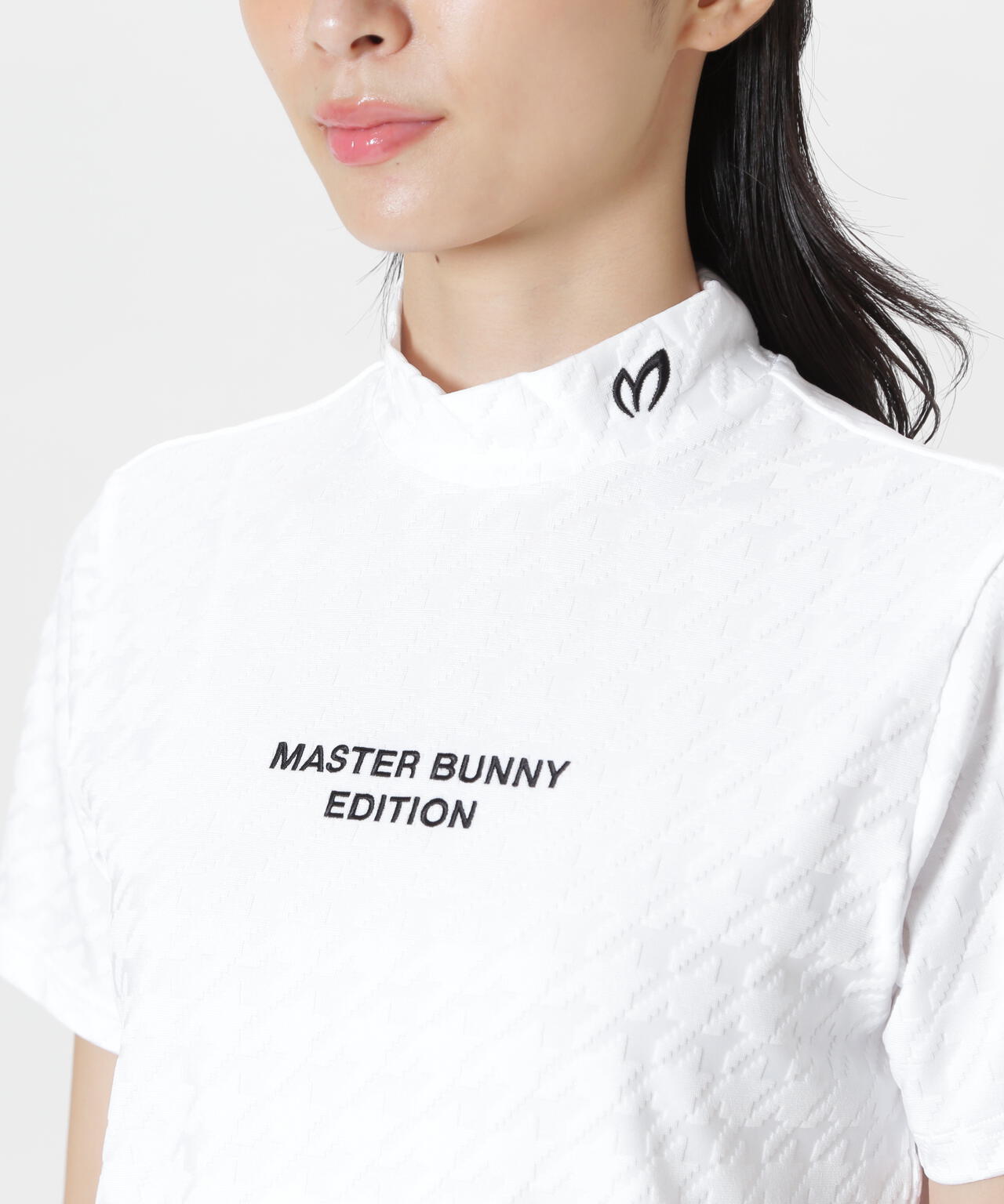 千鳥凹凸ジャガード半袖ハイネックカットソー | MASTER BUNNY EDITION