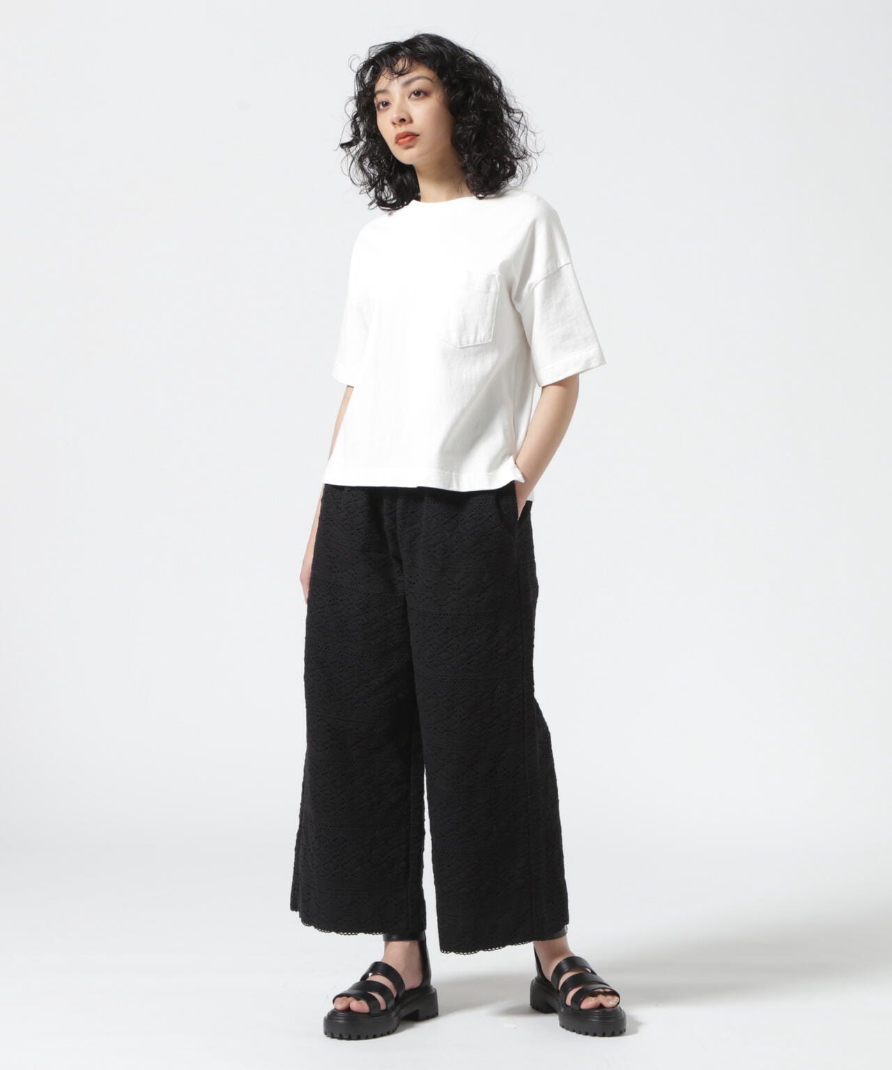 B omnivore/ビーオムニボー コットンレースワイドパンツ | BEAVER