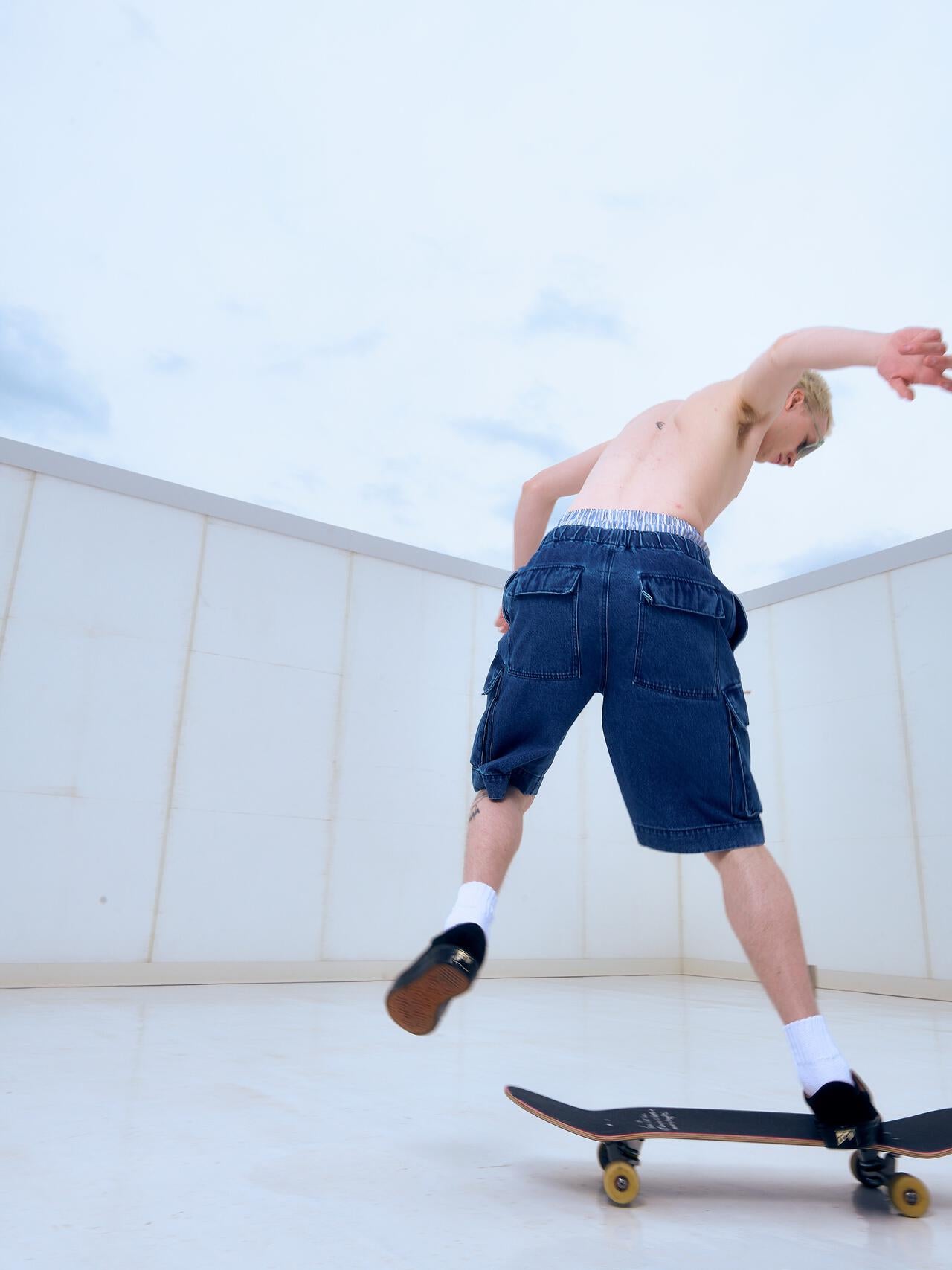 B omnivore/ビーオムニボー DENIM CARGO SHORTS デニムカーゴショーツ