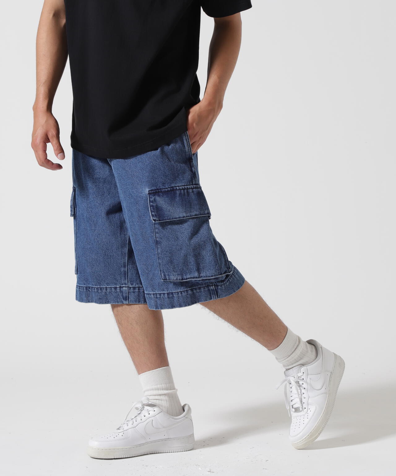B omnivore/ビーオムニボー DENIM CARGO SHORTS デニムカーゴショーツ