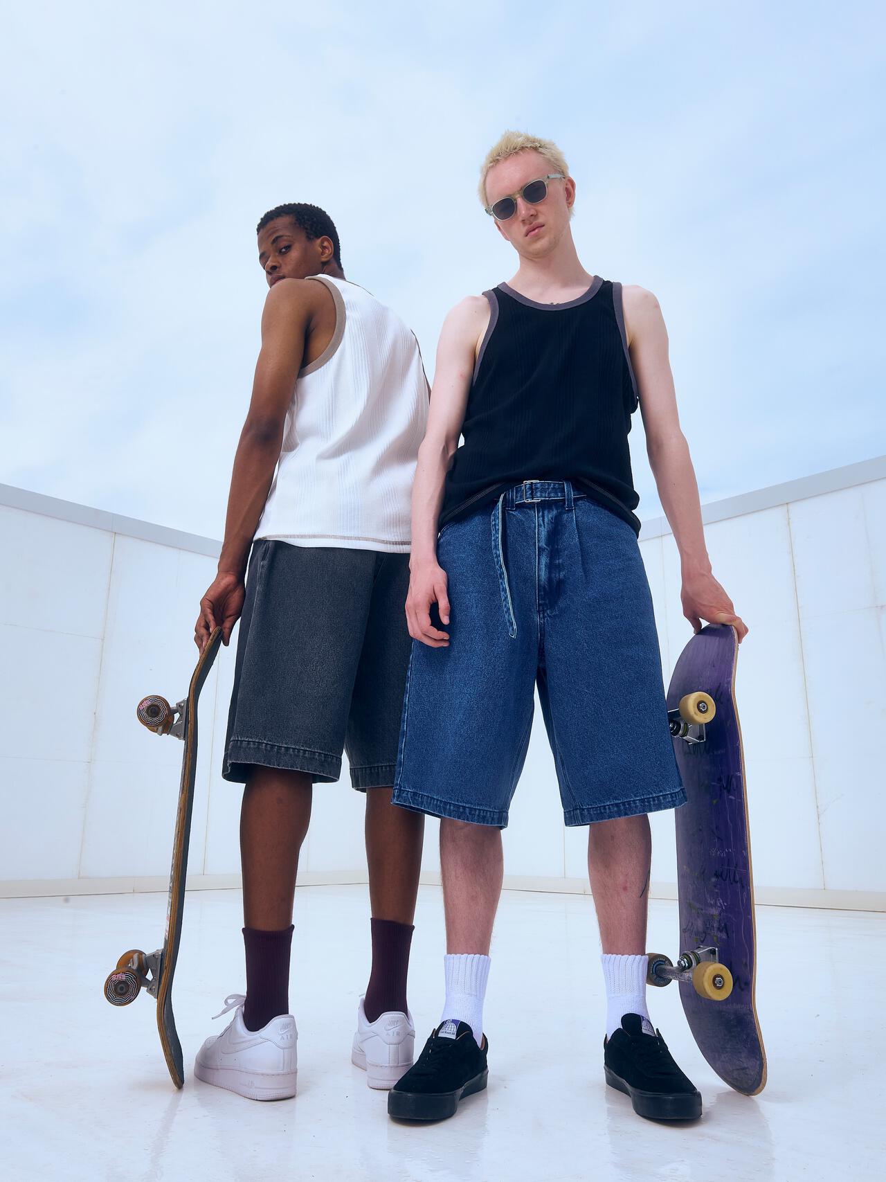 B omnivore/ビーオムニボー DENIM BELT SHORTS デニムベルトショーツ