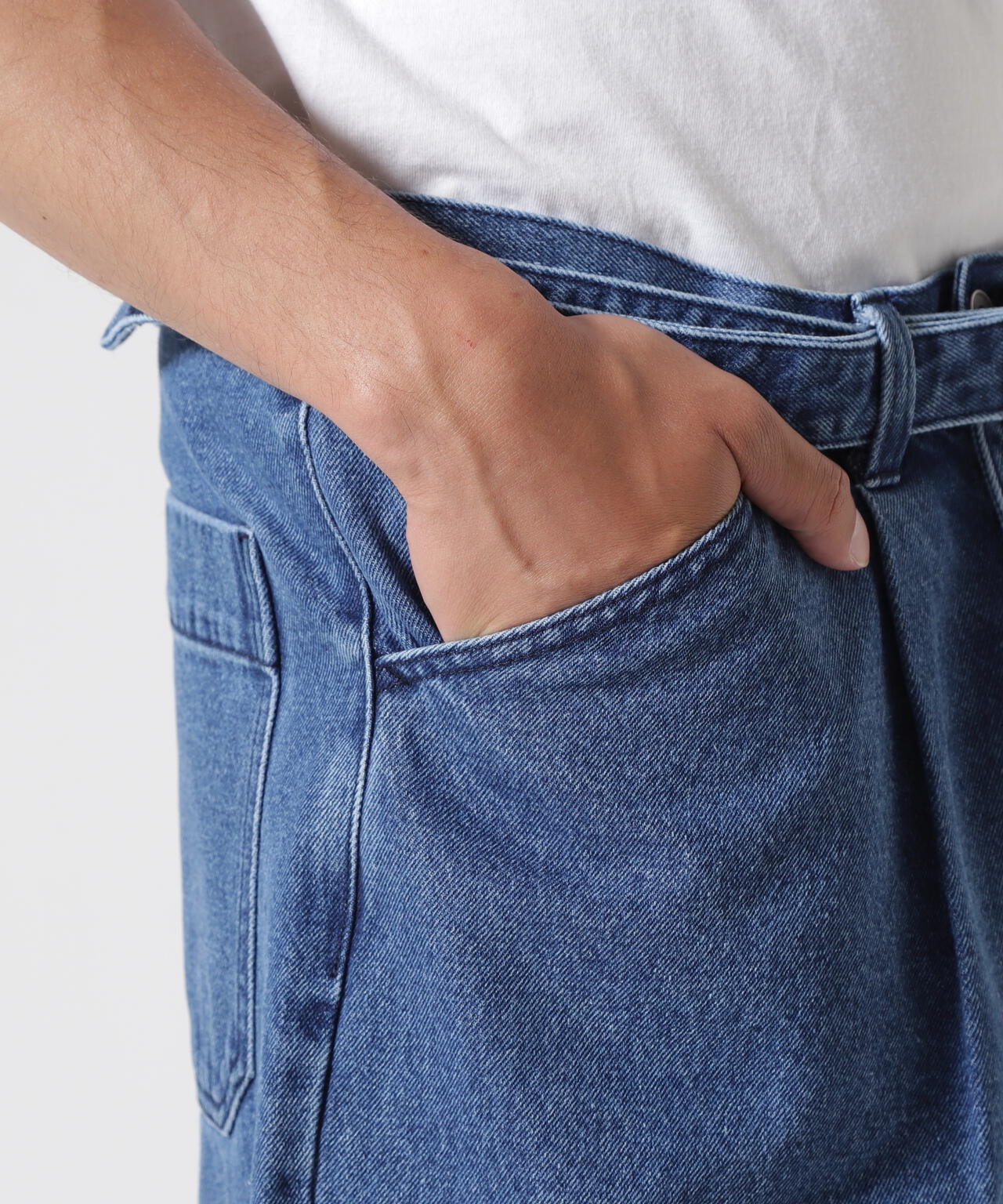 B omnivore/ビーオムニボー DENIM BELT SHORTS デニムベルトショーツ