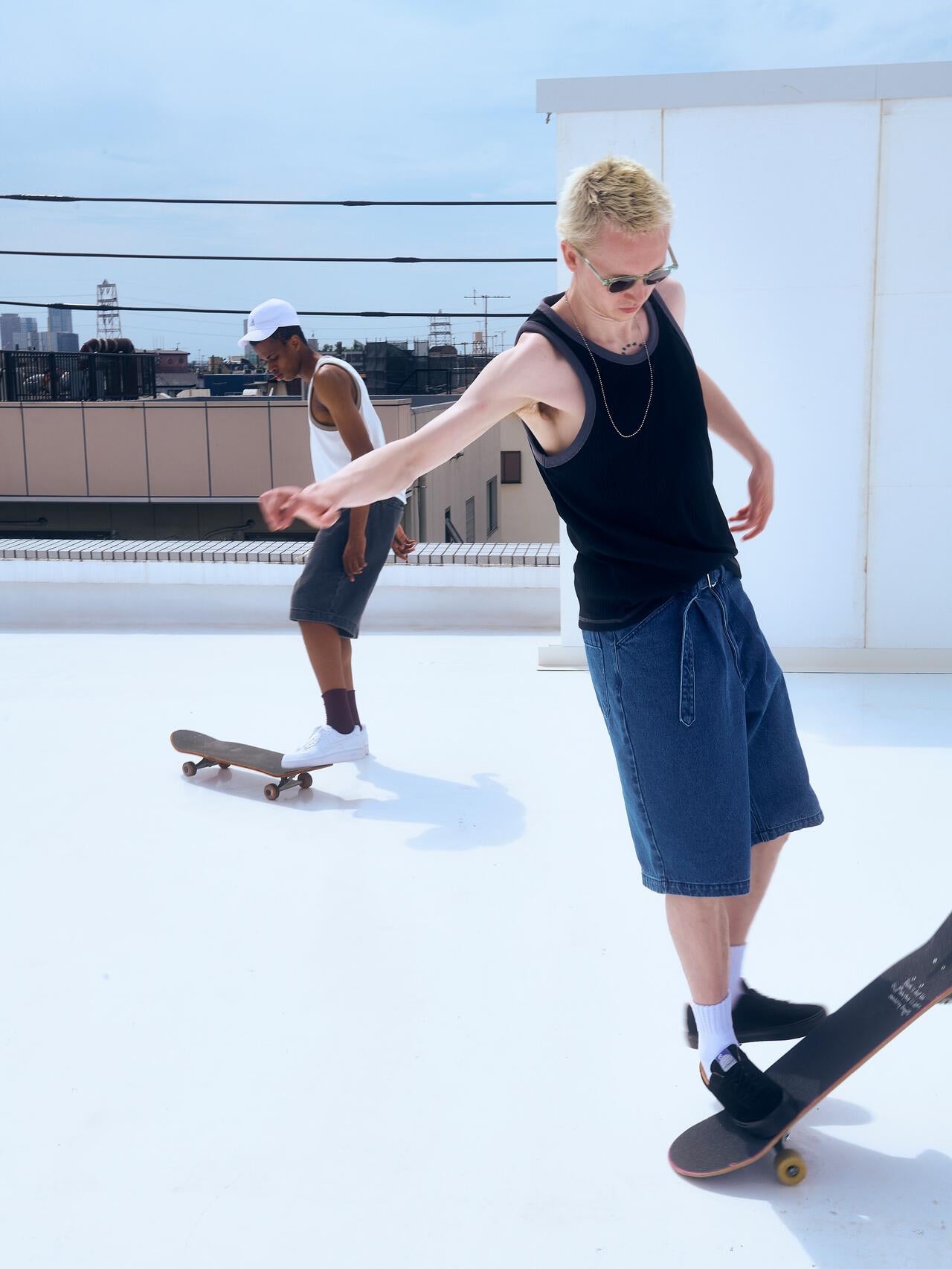 B omnivore/ビーオムニボー DENIM BELT SHORTS デニムベルトショーツ