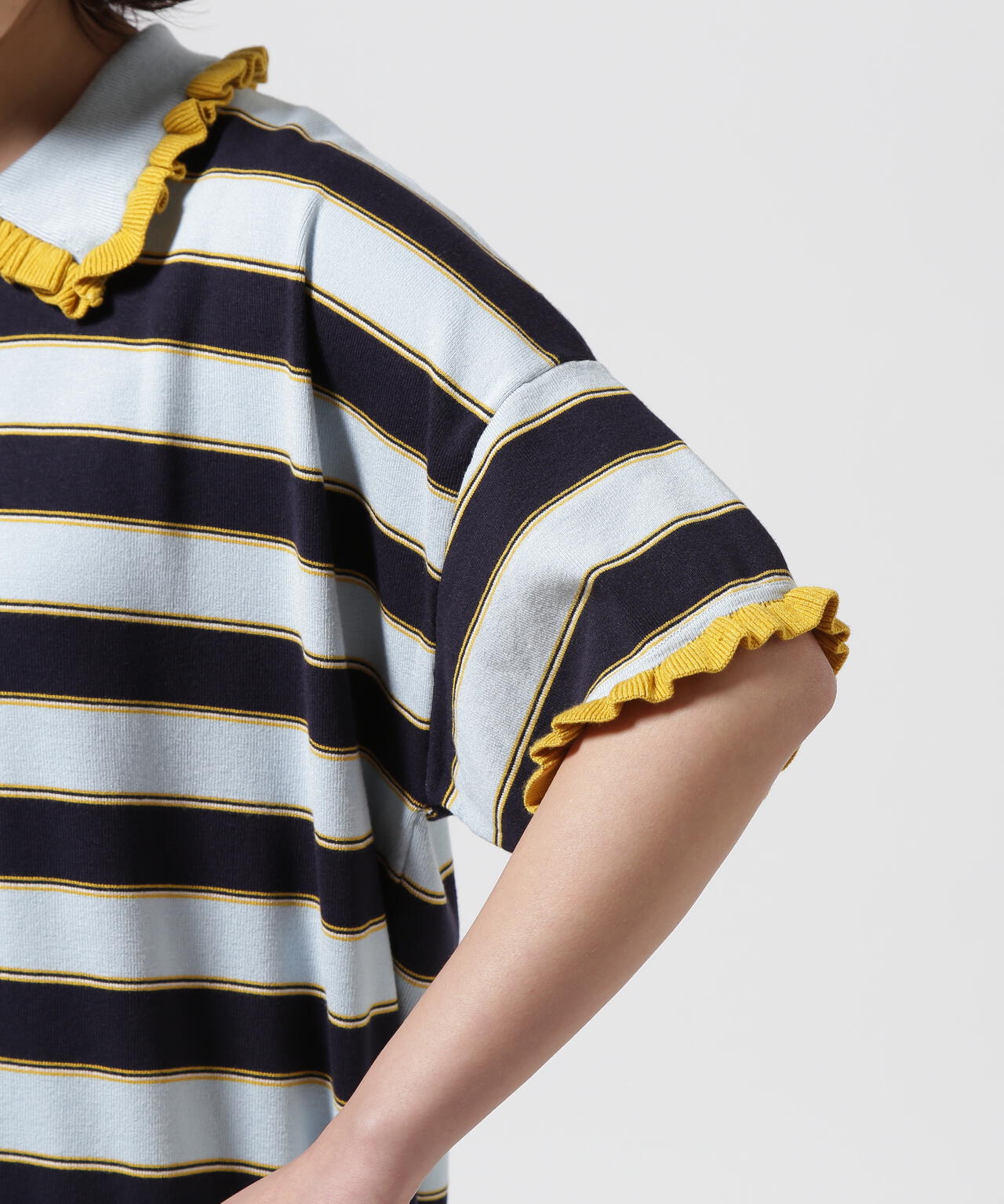 RHODOLIRION/ロドリリオン　Frill Polo Sweater フリルポロセーター