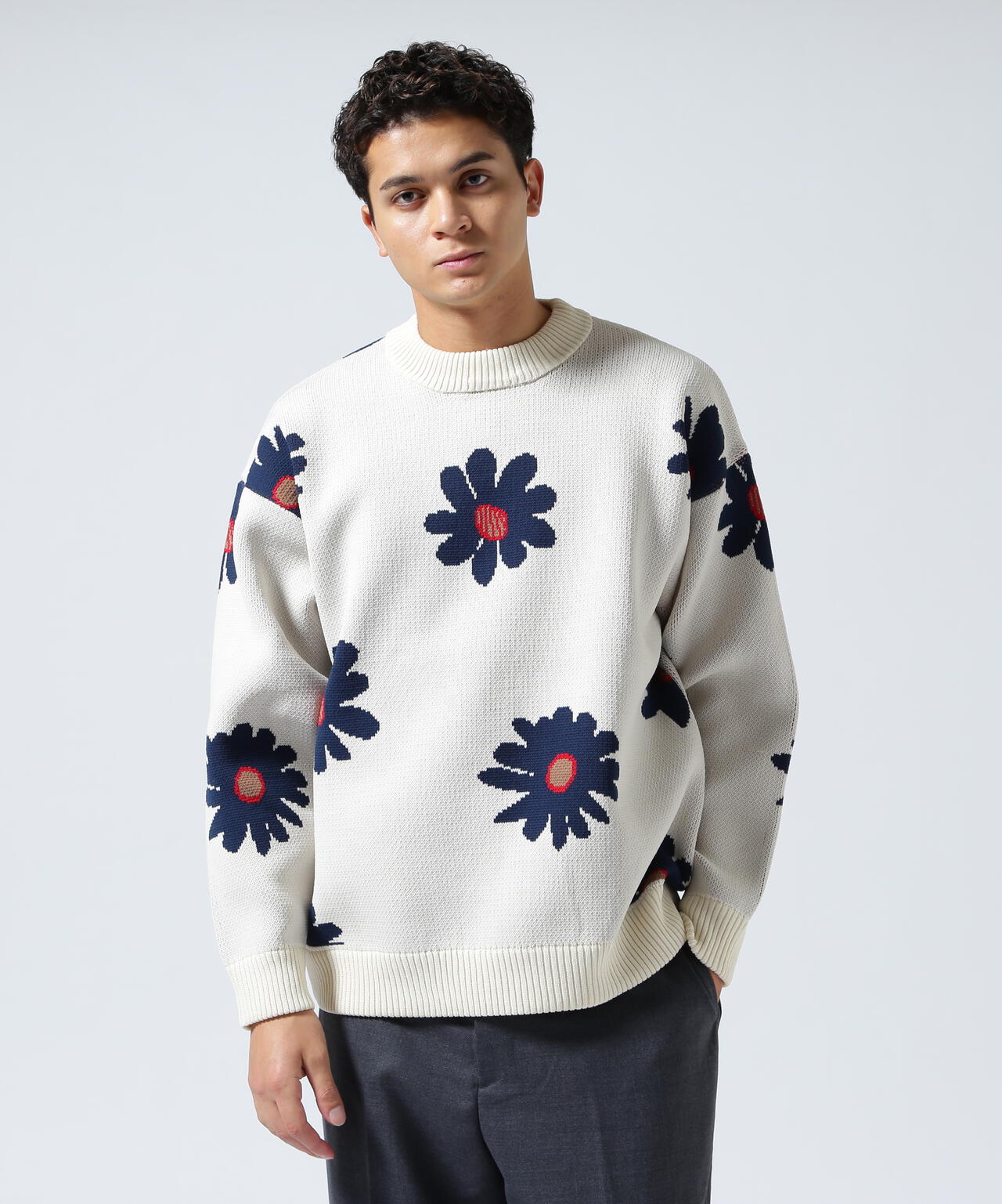 OHGA FLOWER KNIT PULLOVER ブラック OHGA FLOWER KNIT PULLOVER ブラック