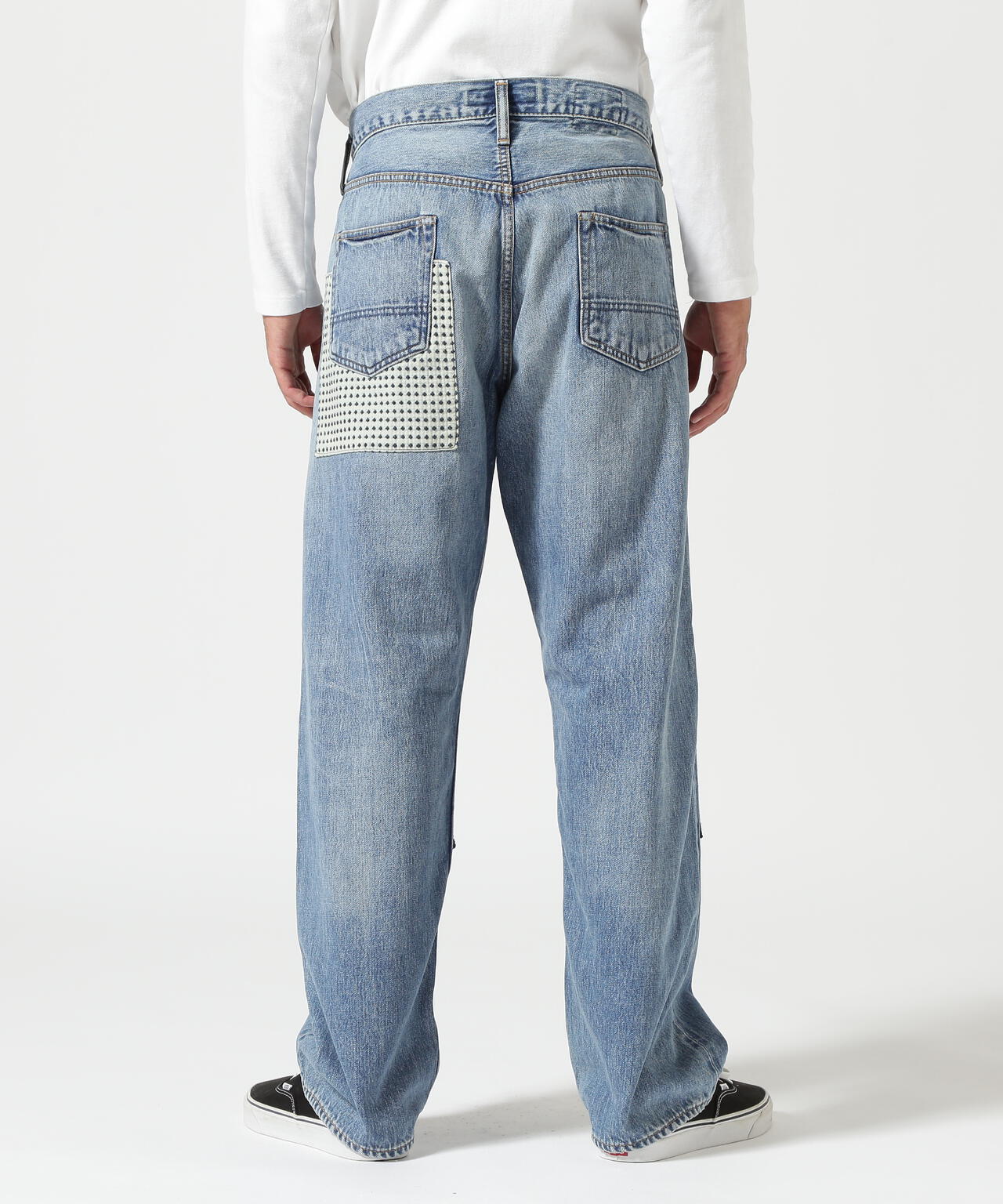 FDMTL FUNDAMENTAL ファンダメンタル　W30 ファンダメンタル FDMTL BORO JAQUARD WIDE PANTS 3YR WASH （INDIGO