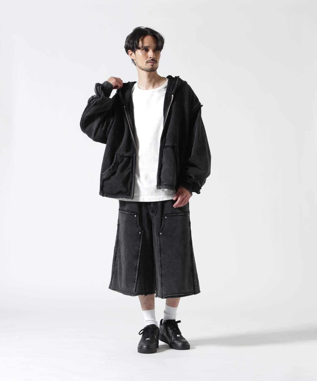 B omnivore/ビーオムニボー　W KNEE SHORTS SWT ダブルニーショーツスウェット