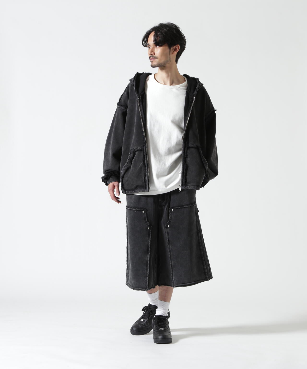 B omnivore/ビーオムニボー　W KNEE SHORTS SWT ダブルニーショーツスウェット