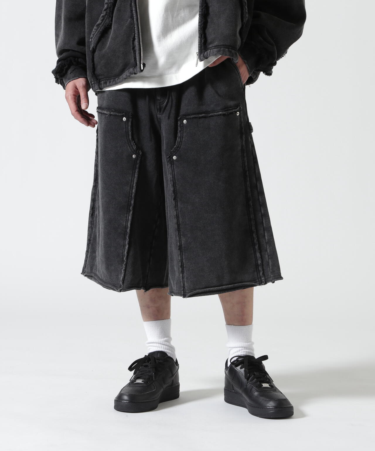 B omnivore/ビーオムニボー　W KNEE SHORTS SWT ダブルニーショーツスウェット