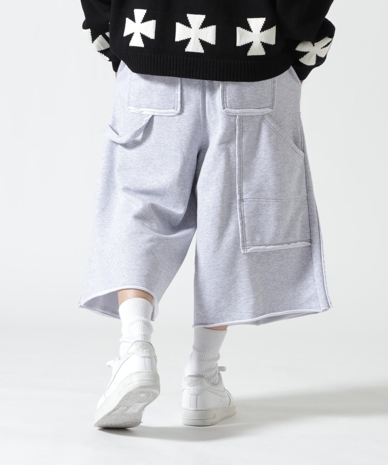 B omnivore/ビーオムニボー　W KNEE SHORTS SWT ダブルニーショーツスウェット