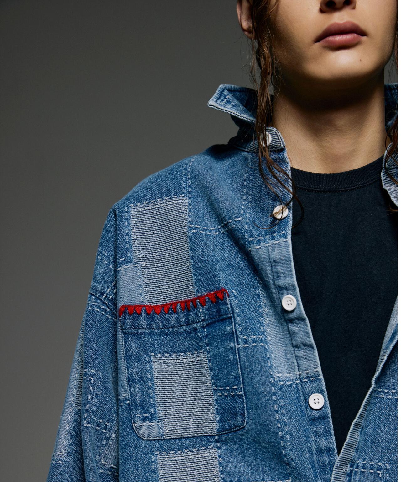 B omnivore/ビーオムニボー　PATCHWORK DENIM SHIRT