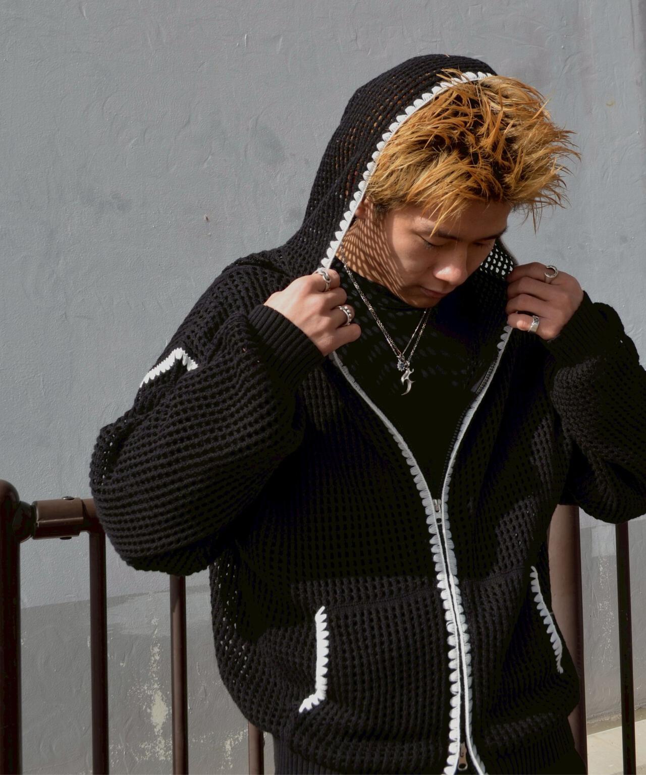 B omnivore/ビーオムニボー　HAND - STITCH MESH HOODIE