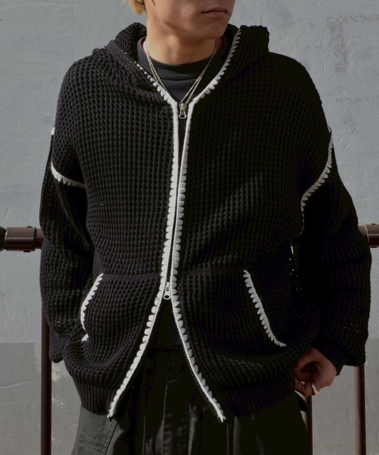 B omnivore/ビーオムニボー HAND - STITCH MESH HOODIE | BEAVER
