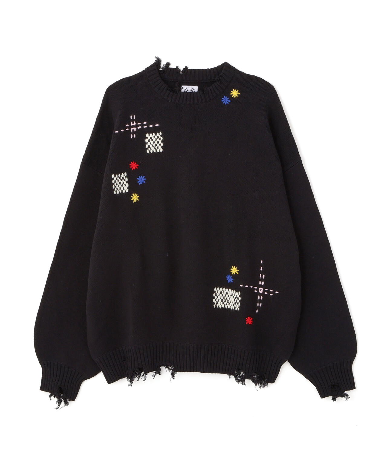 B omnivore/ビーオムニボー　HAND STITCH CREWNECK KNIT ハンドステッチクルーネックニット