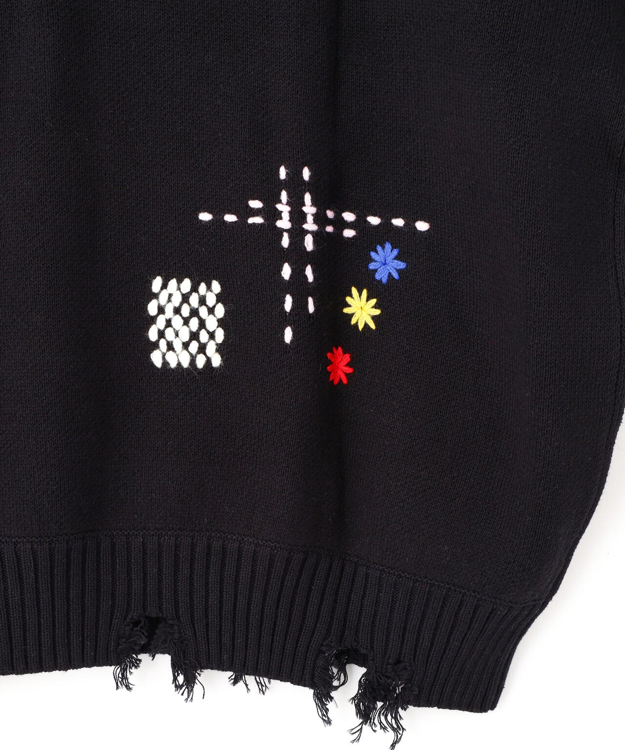 B omnivore/ビーオムニボー　HAND STITCH CREWNECK KNIT ハンドステッチクルーネックニット