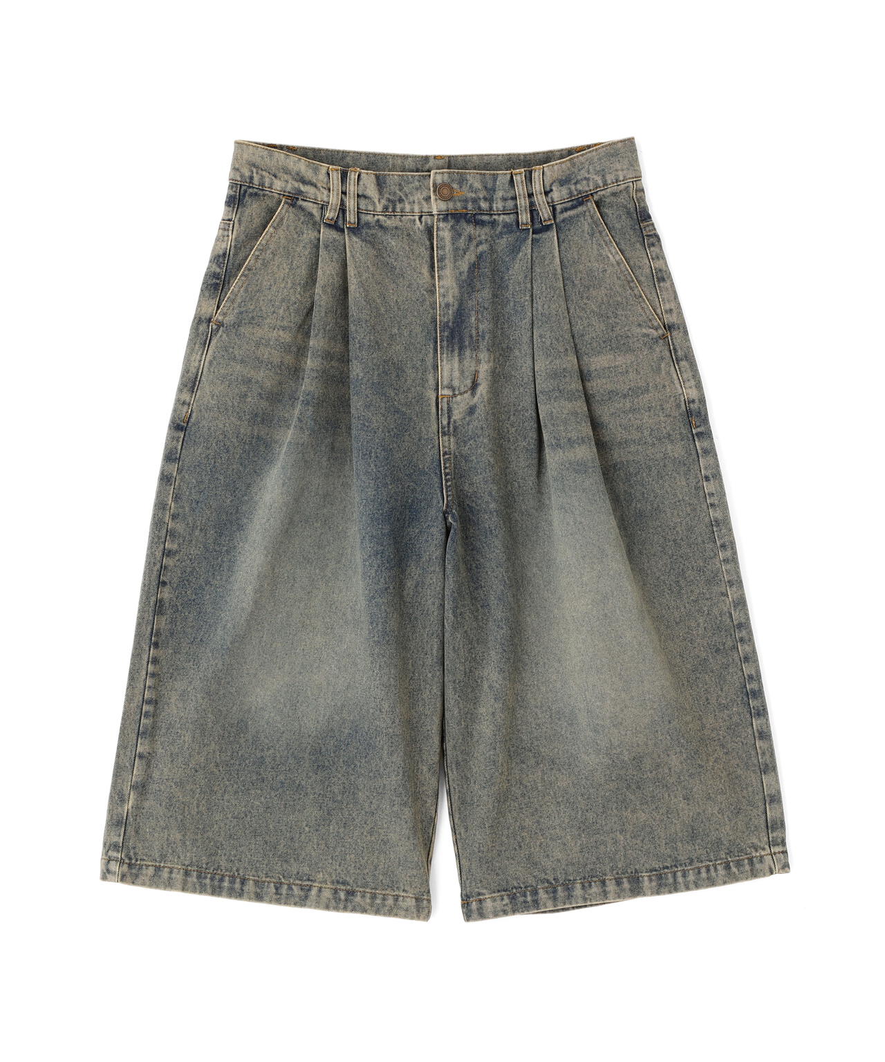 B omnivore/ビーオムニボー TUCK DENIM SHORTS タックデニムショーツ
