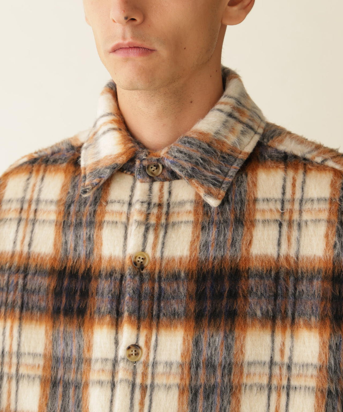 B omnivore / ビーオムニボー　SHAGGY SHIRT CHECK シャギーシャツチェック