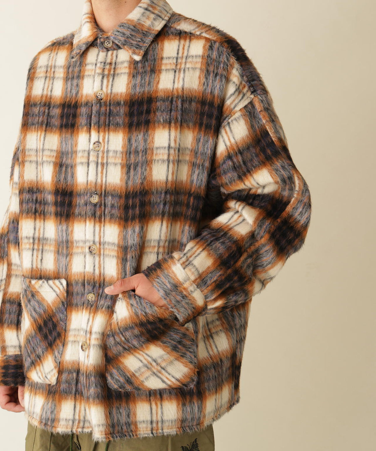 B omnivore / ビーオムニボー　SHAGGY SHIRT CHECK シャギーシャツチェック