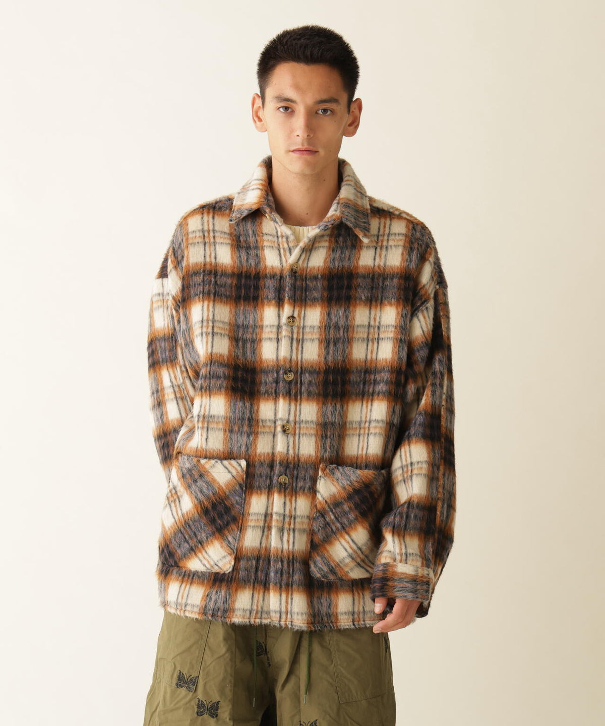 B omnivore / ビーオムニボー　SHAGGY SHIRT CHECK シャギーシャツチェック