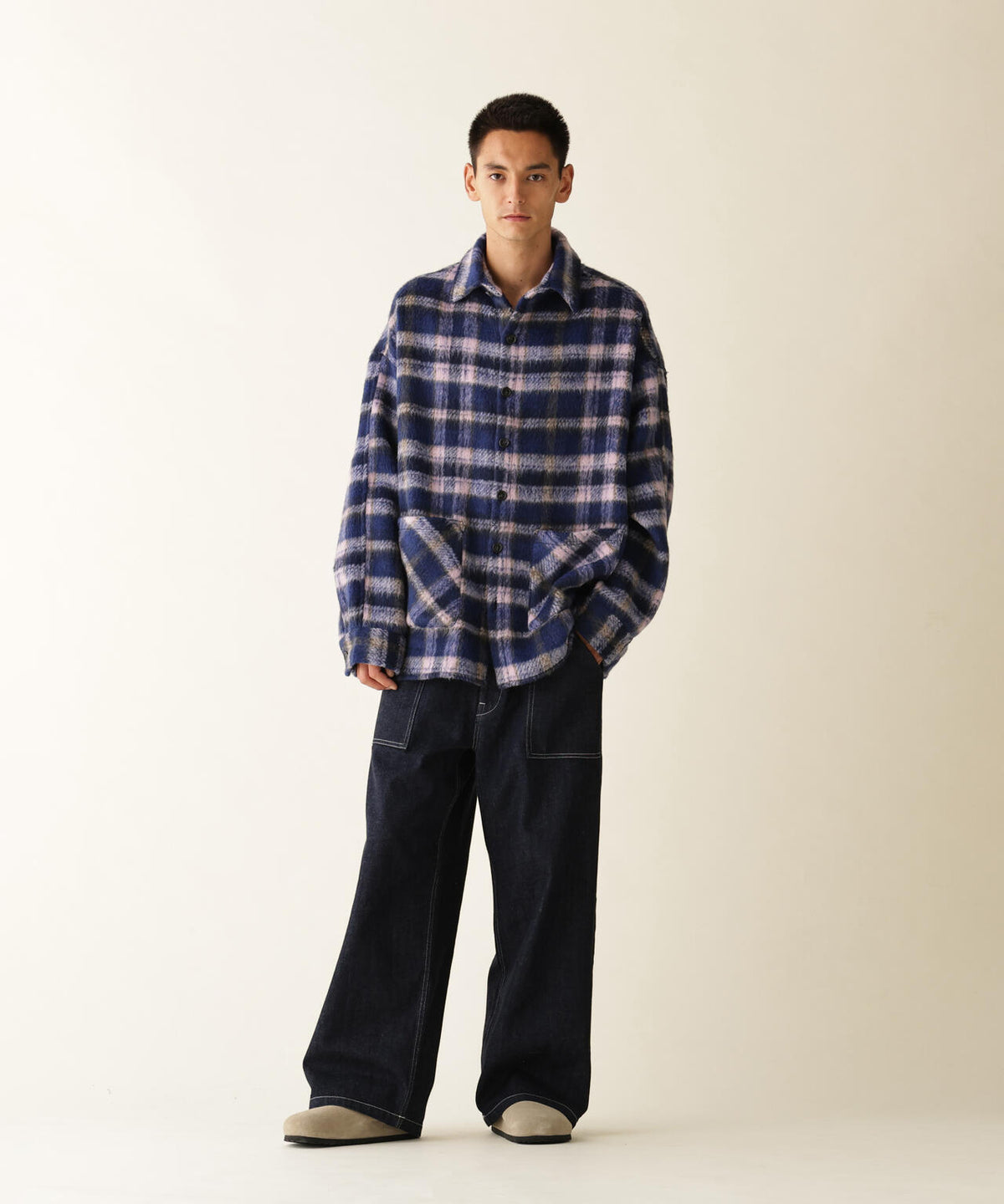 B omnivore / ビーオムニボー　SHAGGY SHIRT CHECK シャギーシャツチェック