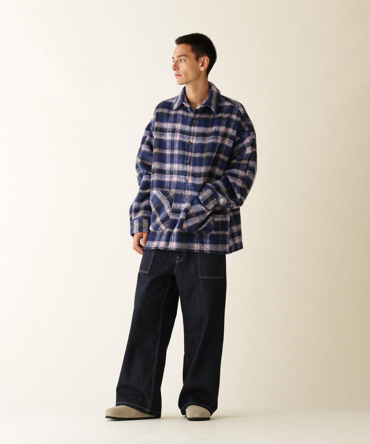 B omnivore / ビーオムニボー　SHAGGY SHIRT CHECK シャギーシャツチェック