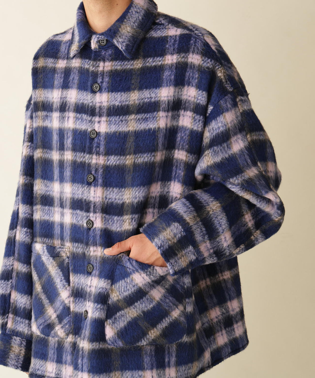 B omnivore / ビーオムニボー　SHAGGY SHIRT CHECK シャギーシャツチェック