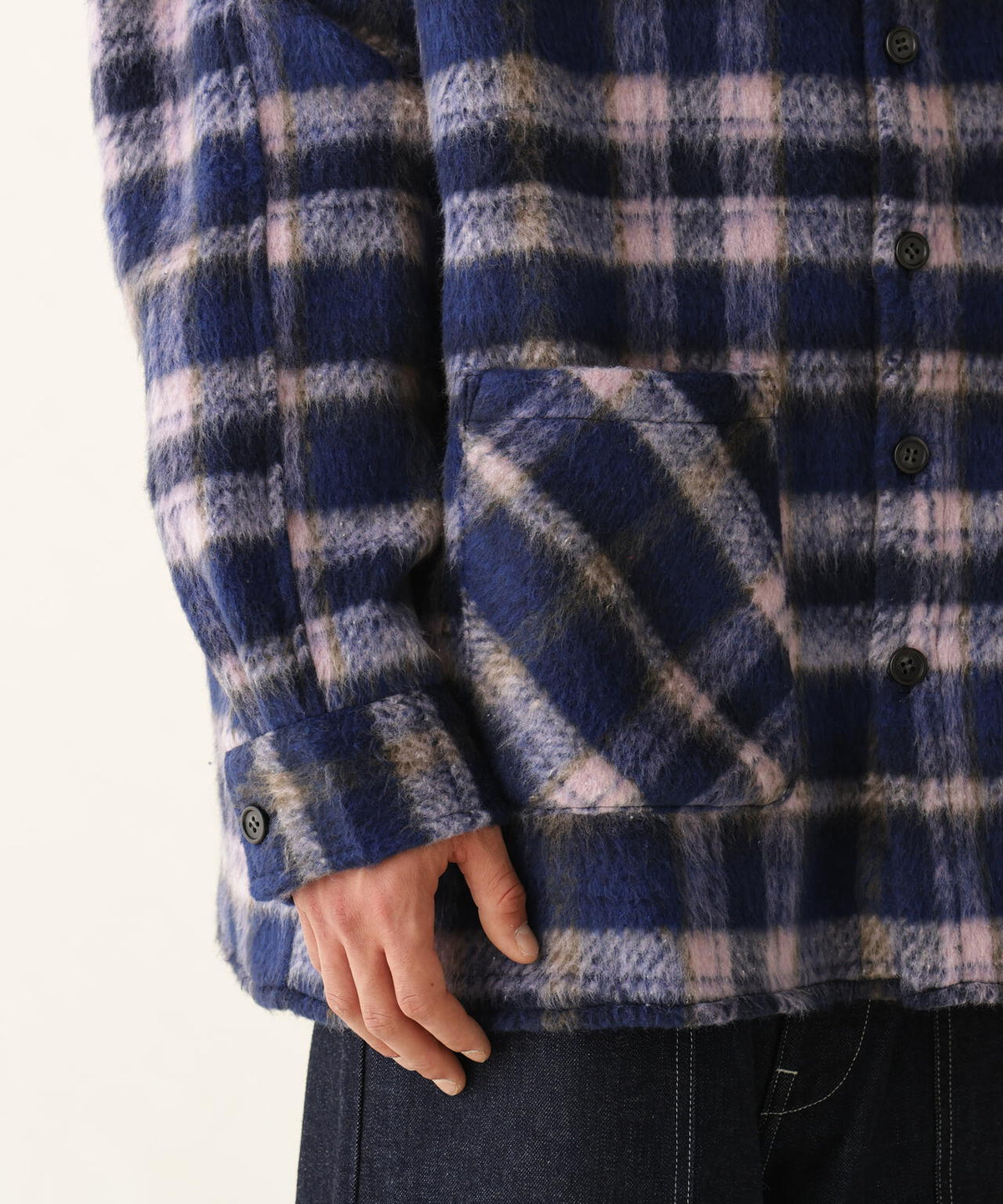 B omnivore / ビーオムニボー　SHAGGY SHIRT CHECK シャギーシャツチェック
