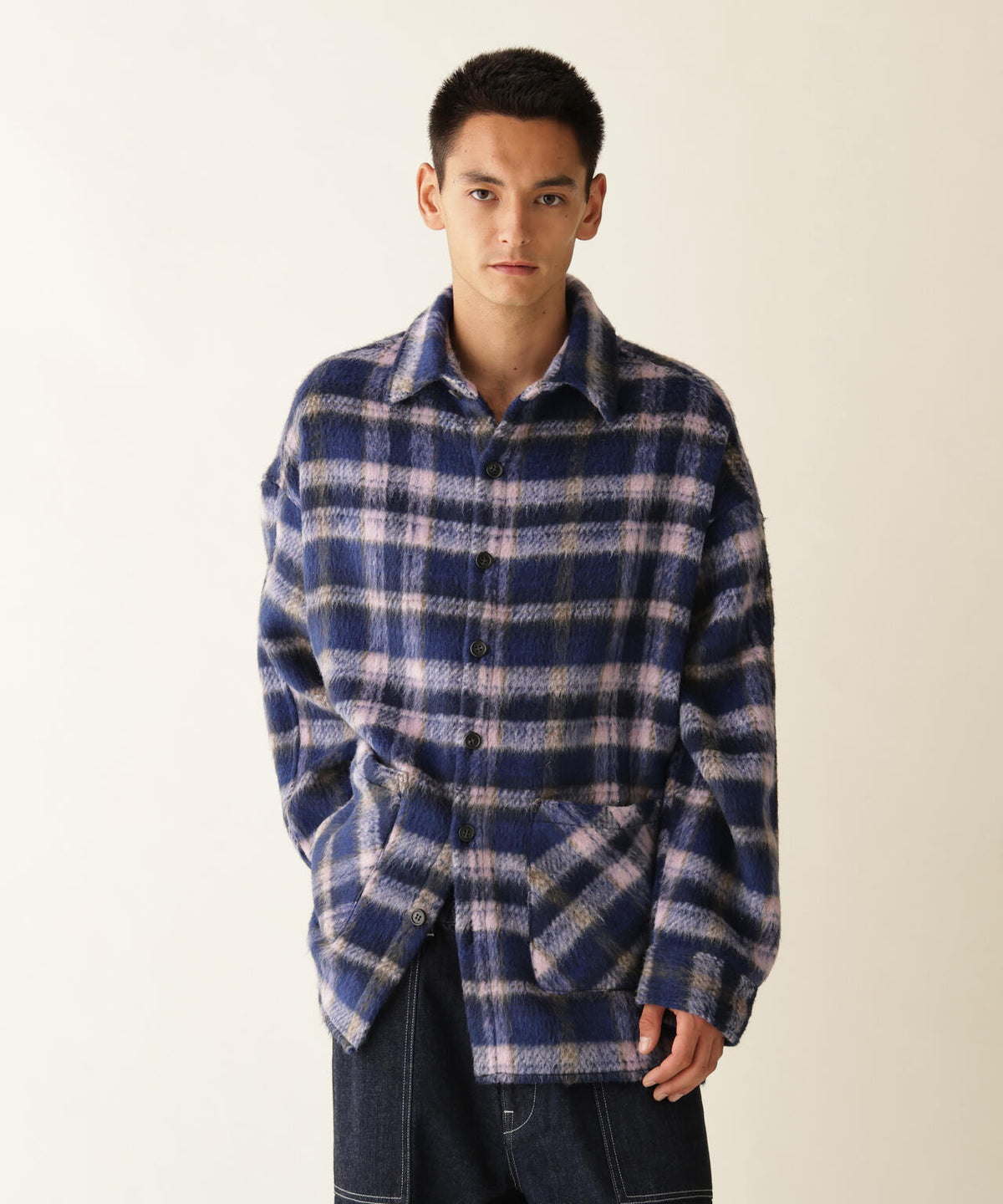B omnivore / ビーオムニボー　SHAGGY SHIRT CHECK シャギーシャツチェック