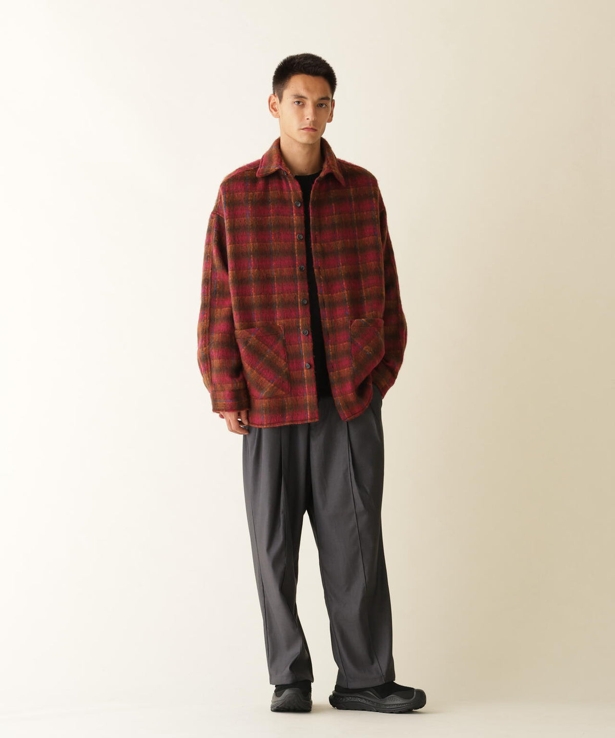 B omnivore / ビーオムニボー　SHAGGY SHIRT CHECK シャギーシャツチェック