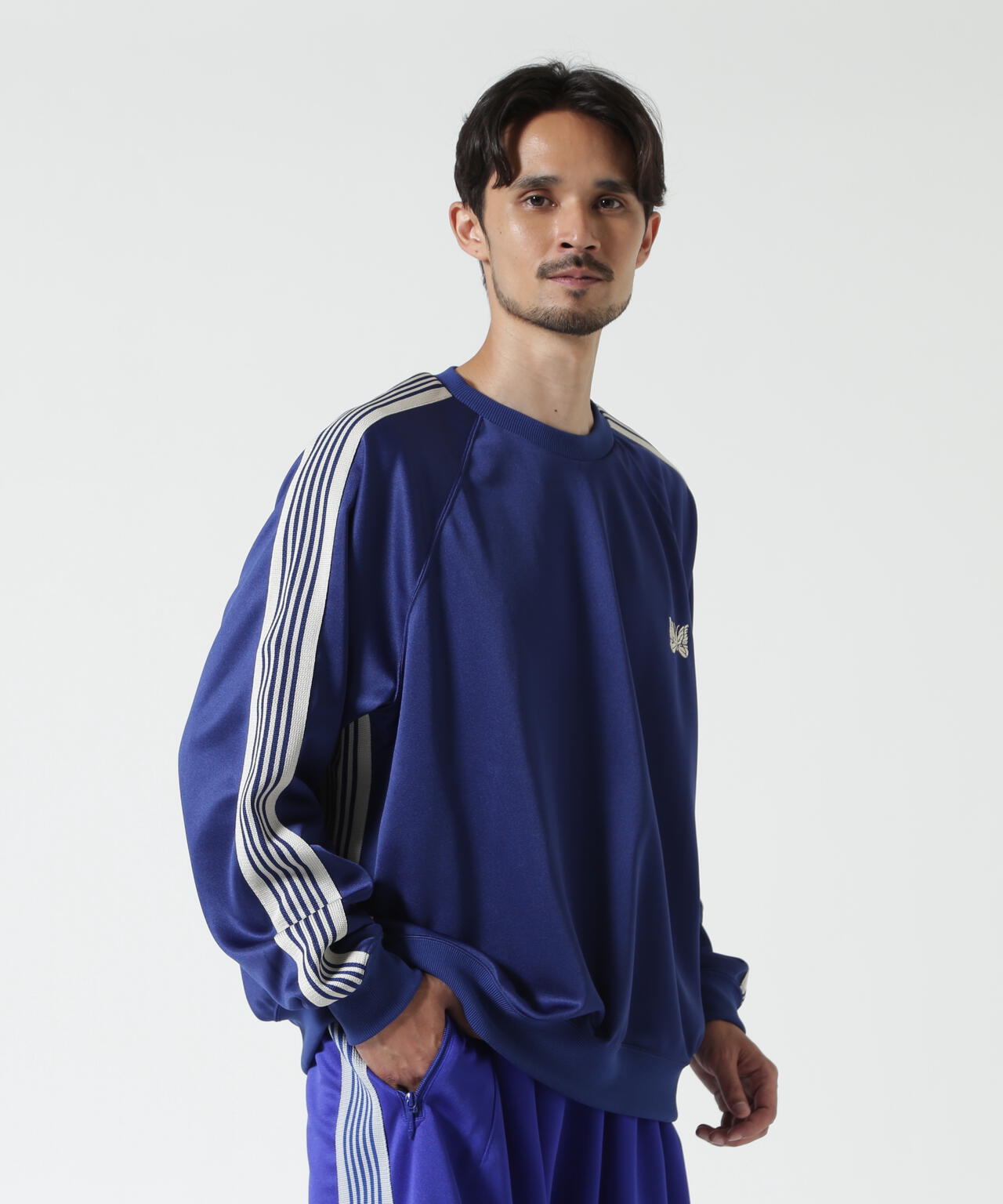 Needles/ニードルズ　別注Track Crew Neck Shirt - Poly Smooth