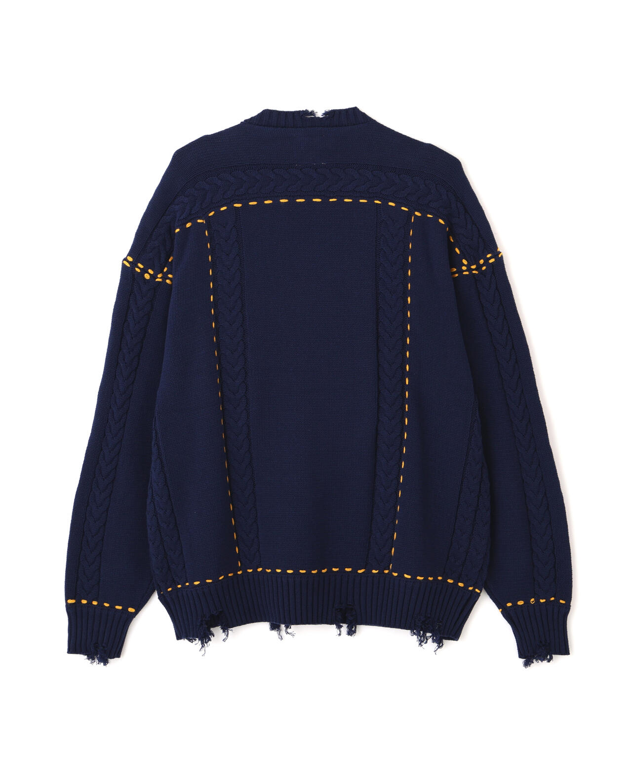 B omnivore/ビーオムニボー　HANDSTITCH CABLE KNIT CREWNECK ハンドステッチケーブルニットクルーネック