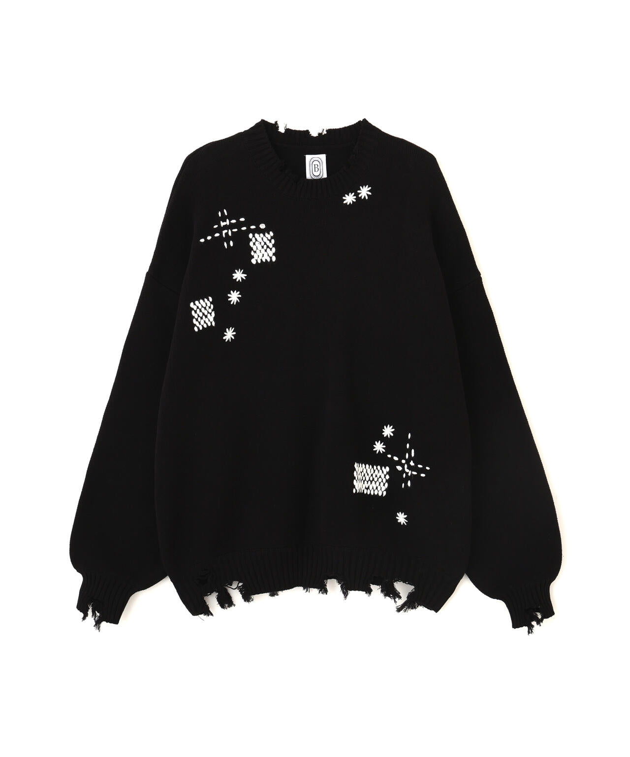 B omnivore/ビーオムニボー　HAND STITCH CREWNECK KNIT ハンドステッチクルーネックニット