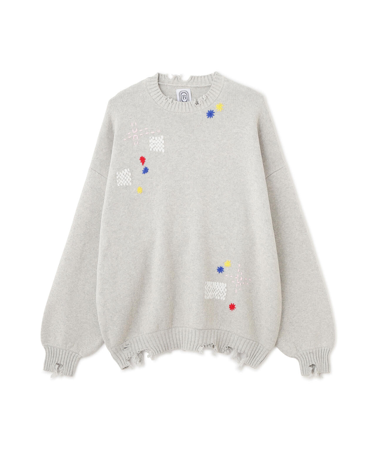 B omnivore/ビーオムニボー　HAND STITCH CREWNECK KNIT ハンドステッチクルーネックニット