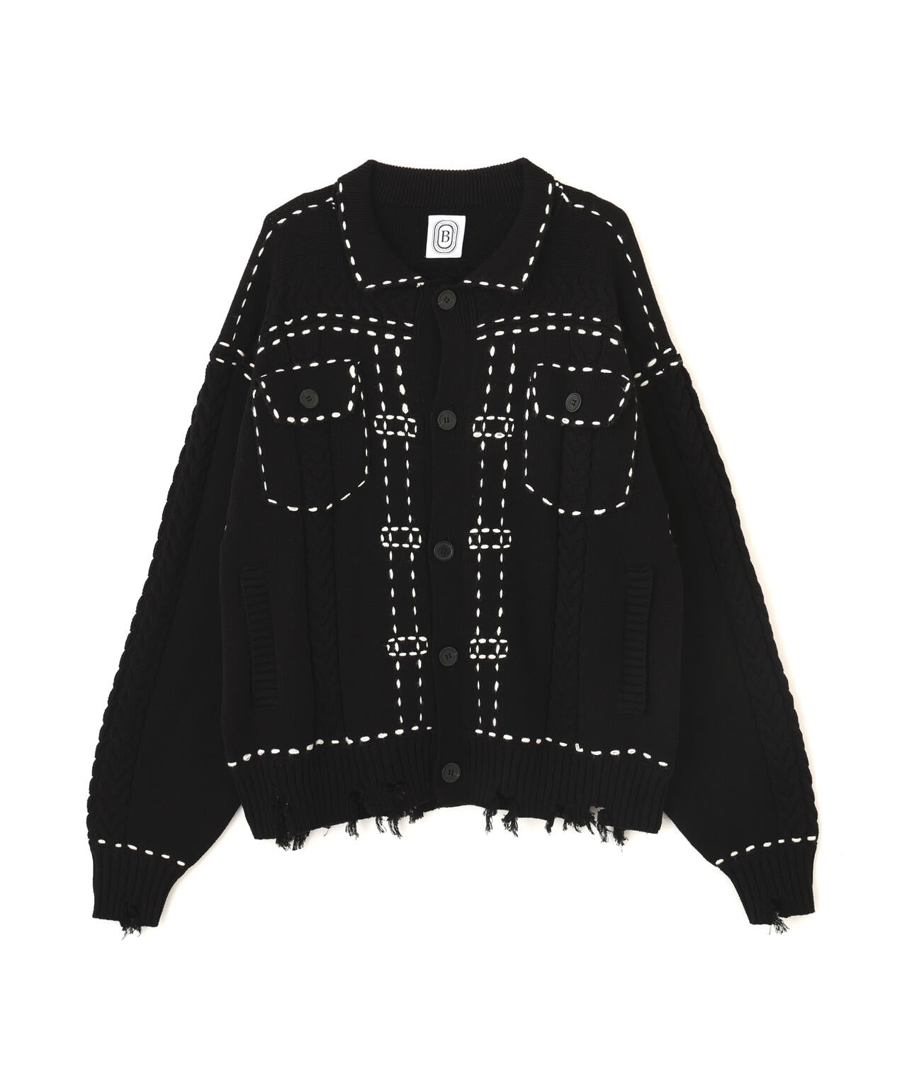 B omnivore/ビーオムニボー　HANDSTITCH CABLE KNIT JACKET ハンドステッチケーブルニットジャケット
