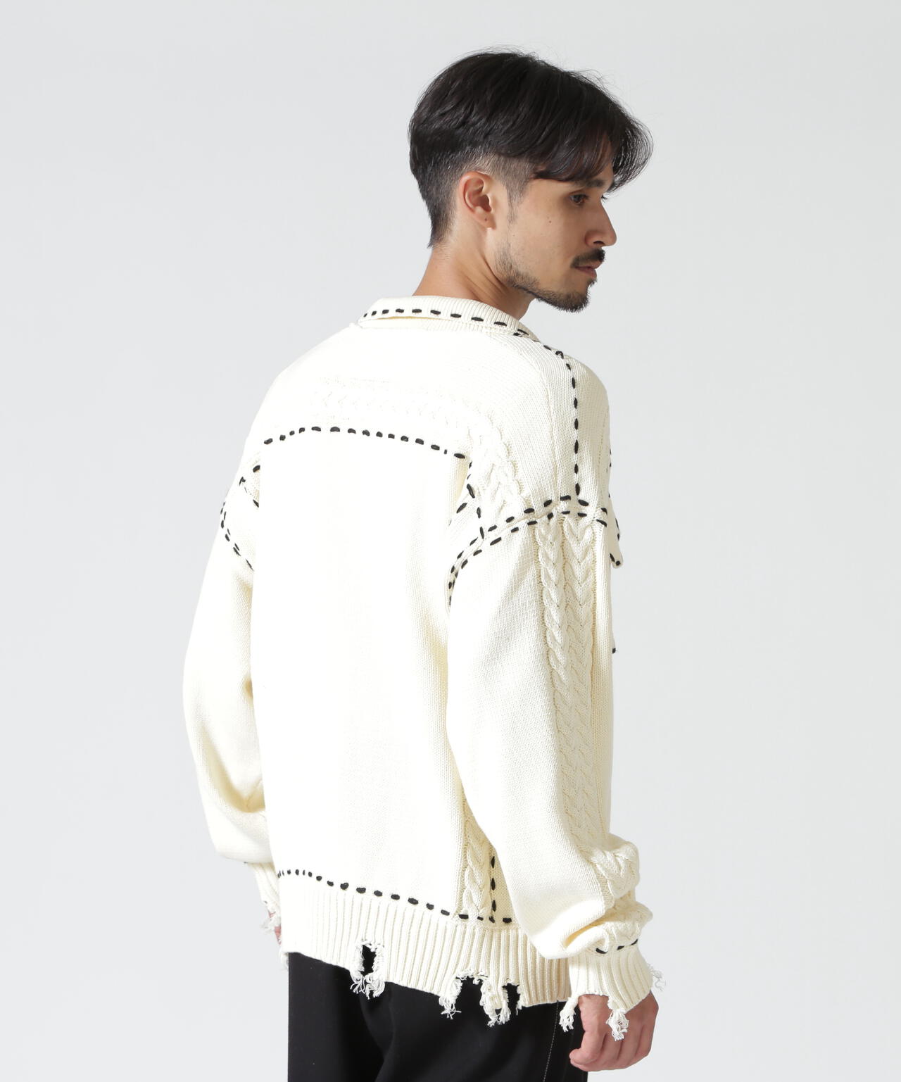 B omnivore/ビーオムニボー HANDSTITCH CABLE KNIT JACKET ハンド