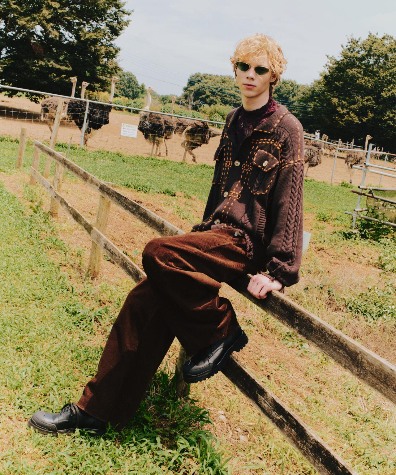 B omnivore/ビーオムニボー　HANDSTITCH CABLE KNIT JACKET ハンドステッチケーブルニットジャケット