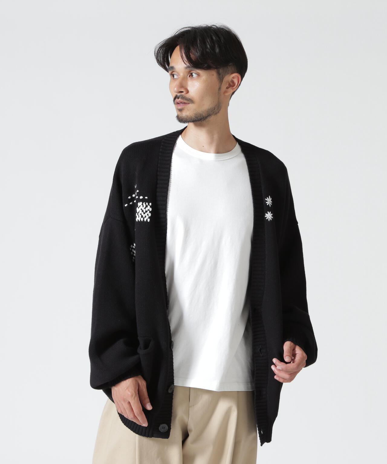 B omnivore/ビーオムニボー　HAND STITCH CARDIGAN ハンドステッチカーディガン