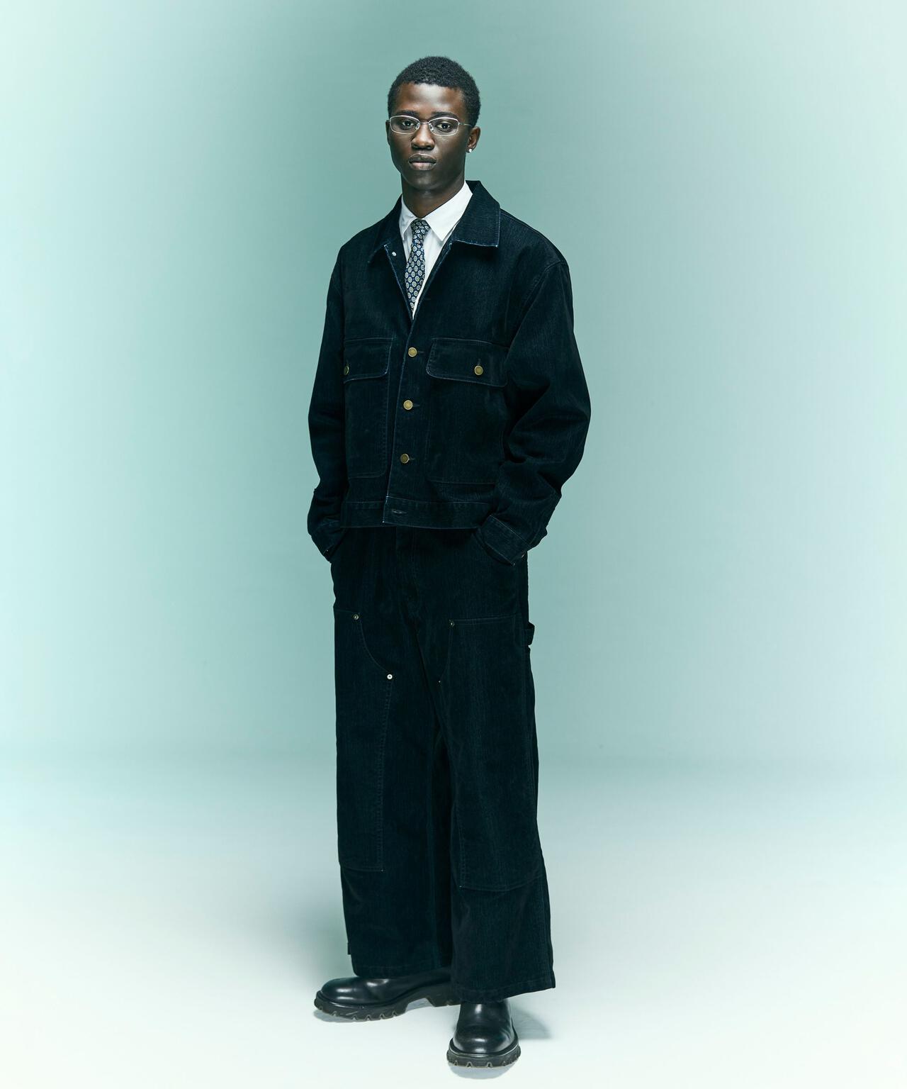 B omnivore/ビーオムニボー　FLOCKY DENIM COVERALLS フロッキーデニムカバーオール