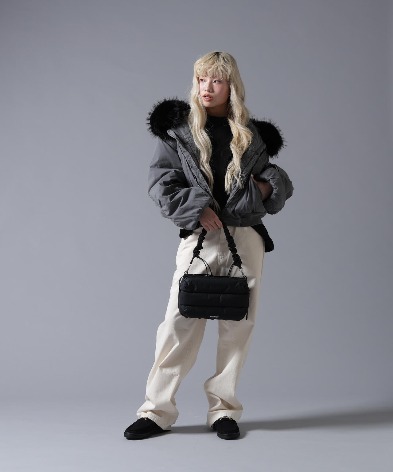 B omnivore/ビーオムニボー　COTTON NYLON FUR BLOUSON