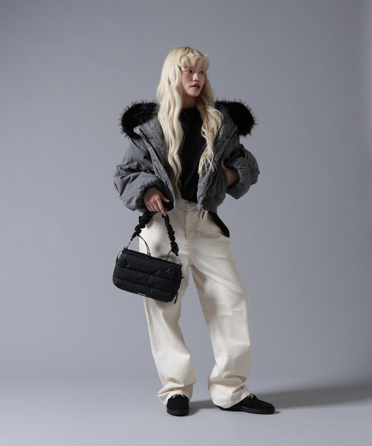 B omnivore/ビーオムニボー　COTTON NYLON FUR BLOUSON