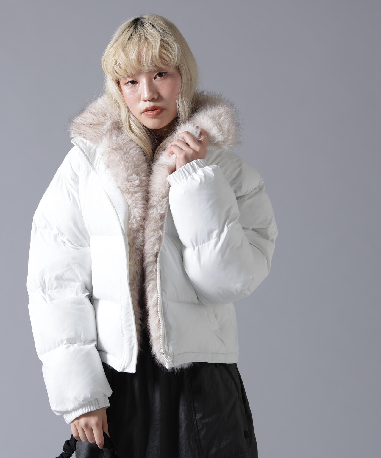 B omnivore/ビーオムニボー NYLON FUR STAND BLOUSON | BEAVER