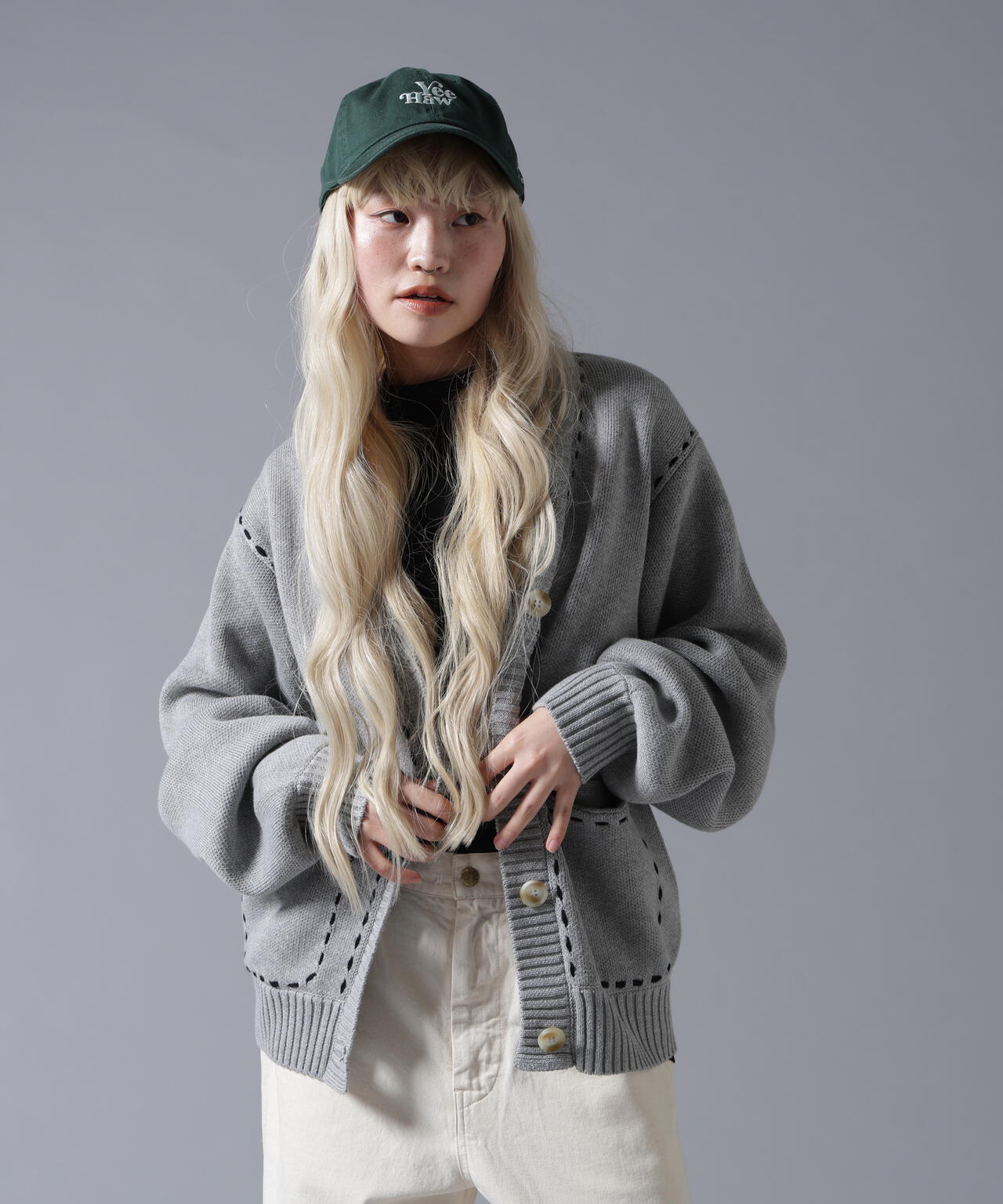 B omnivore/ビーオムニボー STITCH KNIT CARDIGAN | BEAVER（ビーバー