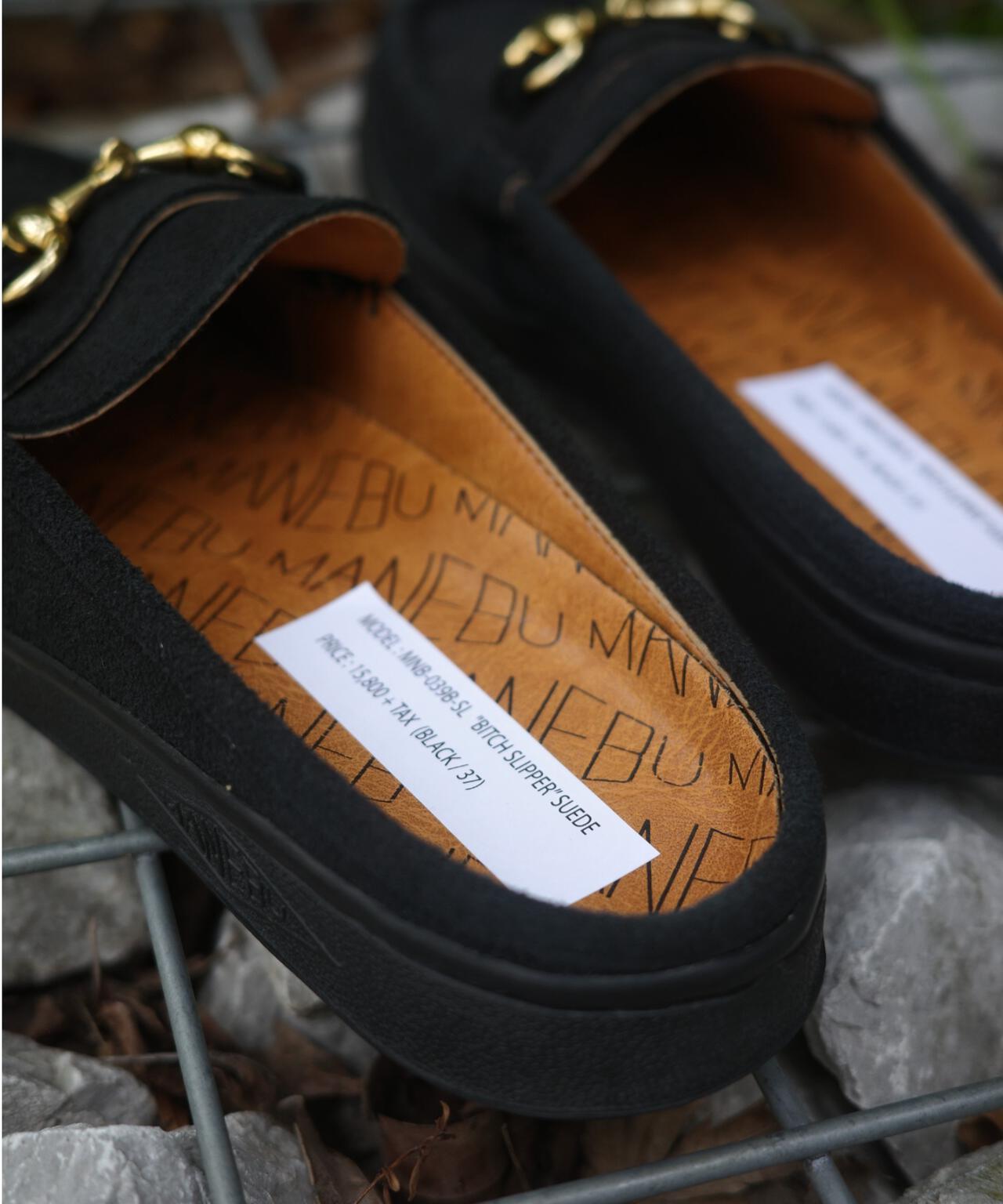 MANEBU BITCH SLIPPER SUEDE 37ローファースリッパ MANEBU/マネブ BITCH SLIPPER SUEDE ビットローファースリッパ