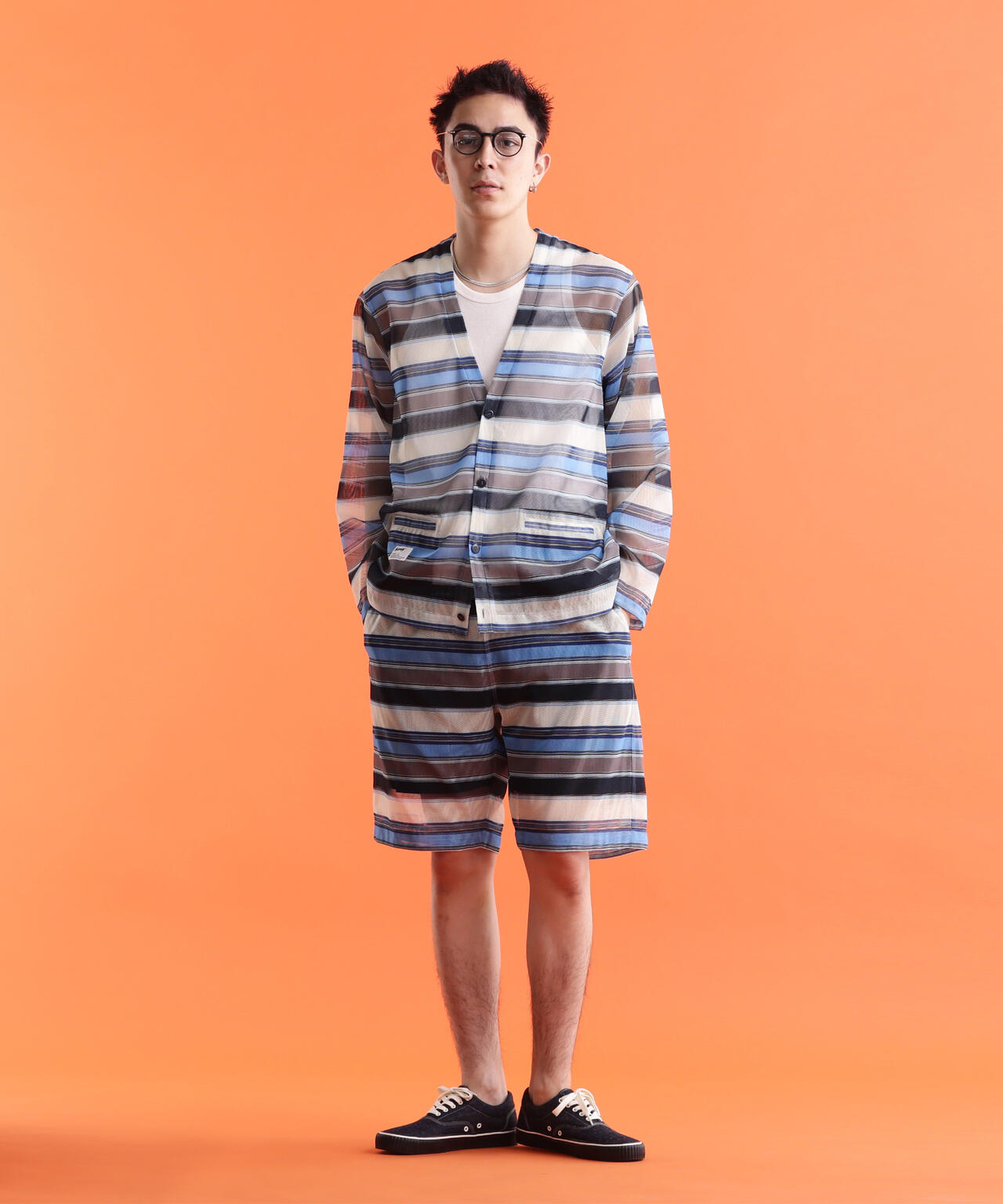 schott ショット パターンメッシュ カーディガン パンツ セットアップL PATTERNED MESH CARDIGAN/パターンメッシュ カーディガン | Schott