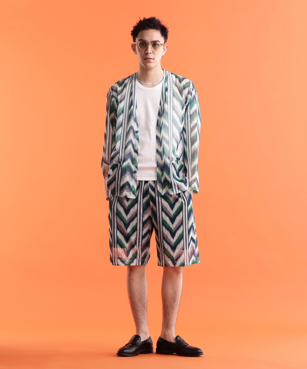 schott ショット パターンメッシュ カーディガン パンツ セットアップL PATTERNED MESH CARDIGAN/パターンメッシュ カーディガン | Schott