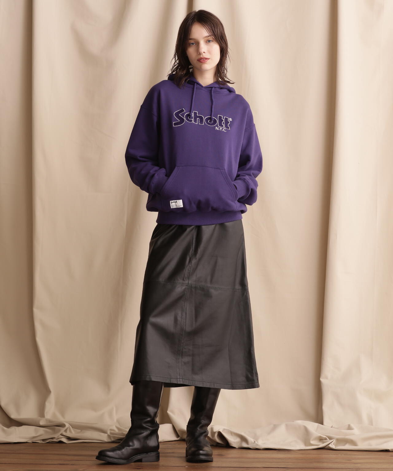 HOODED SWEAT SHENEEL LOGO /シニールロゴ パーカー | Schott