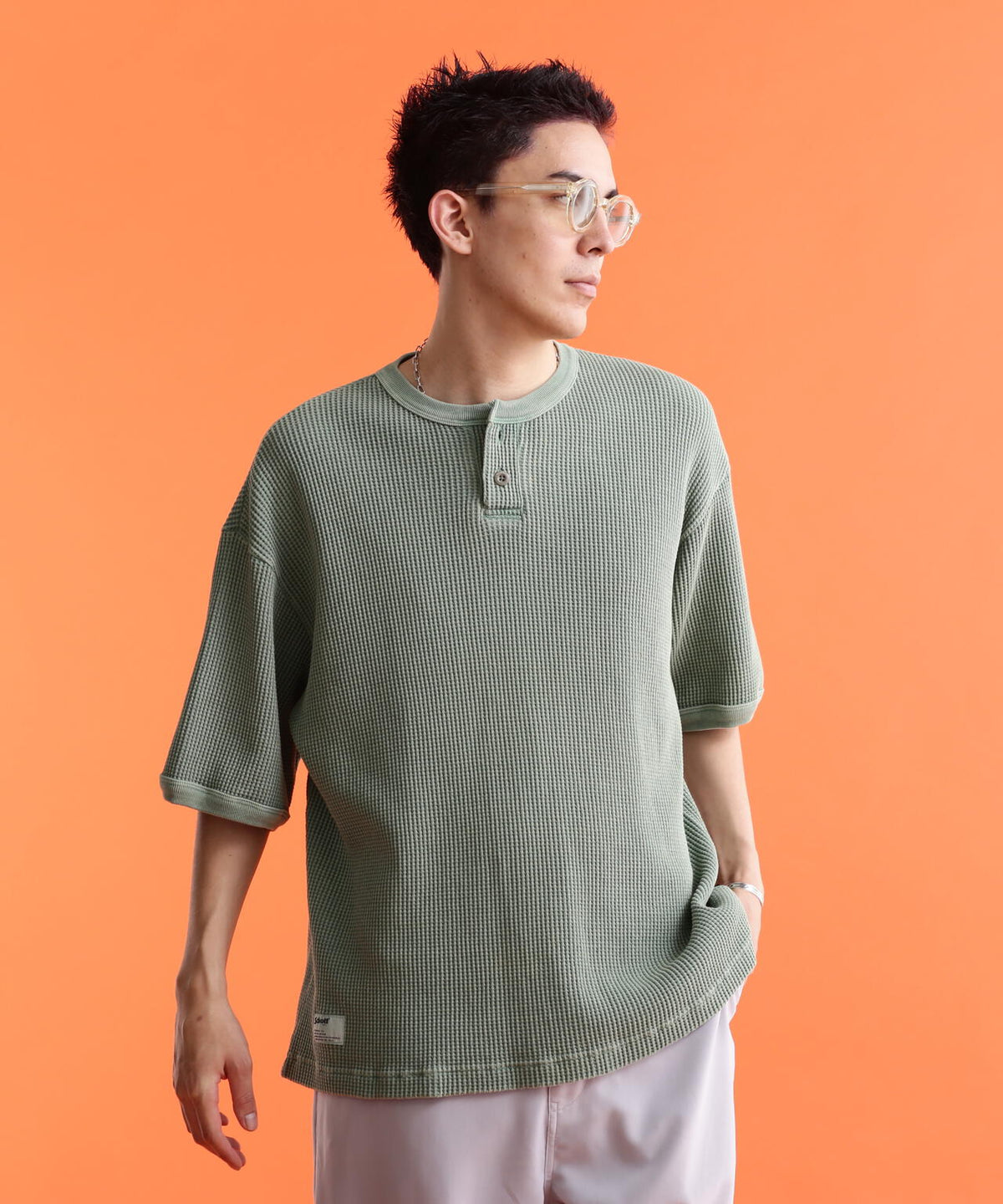 THERMAL PIGMENT O/D HENLEY NECK T-SHIRT/サーマル オーバーダイ 