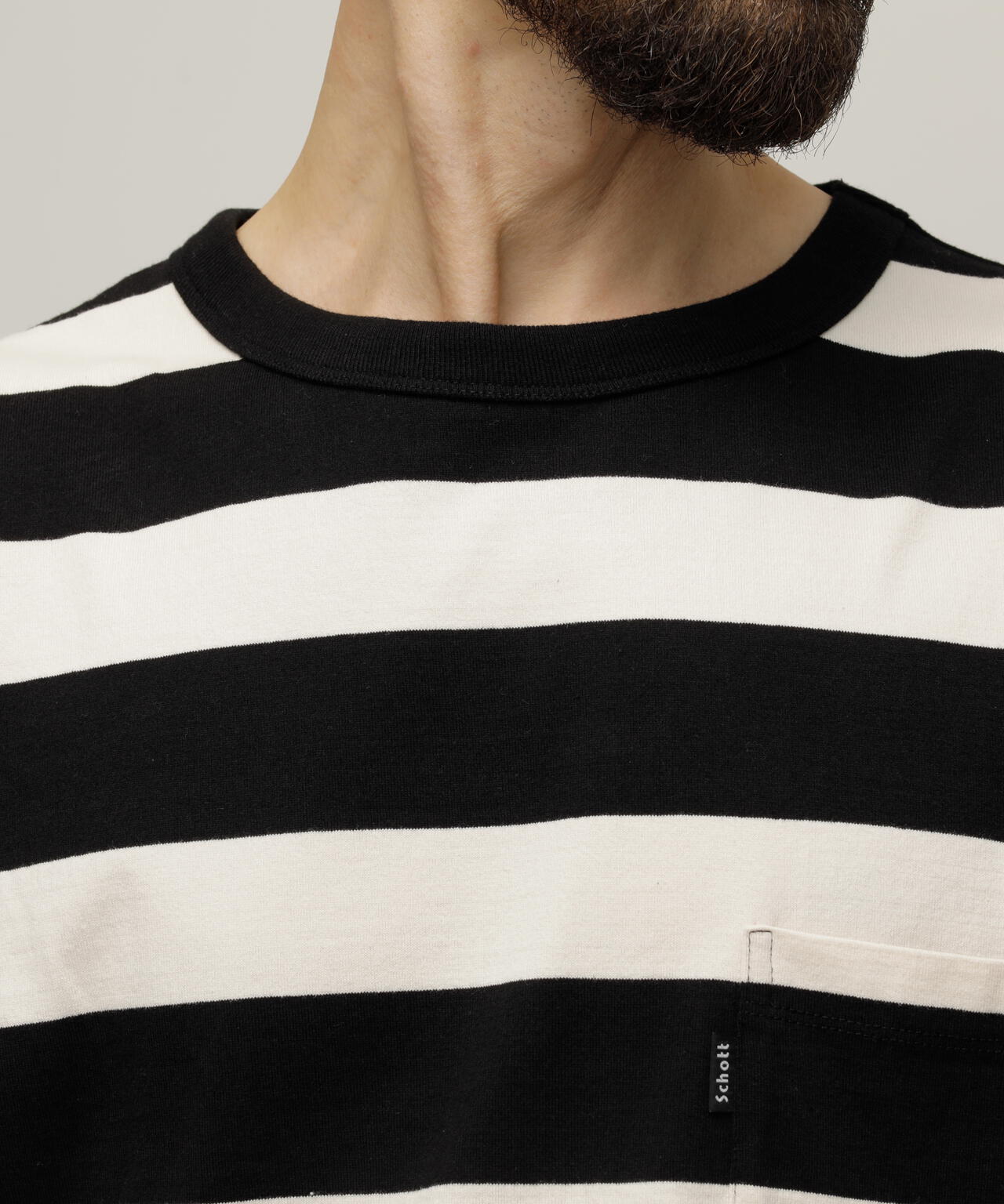 WIDE BORDER POCKET T-SHIRT/ワイドボーダー ポケットTシャツ | Schott