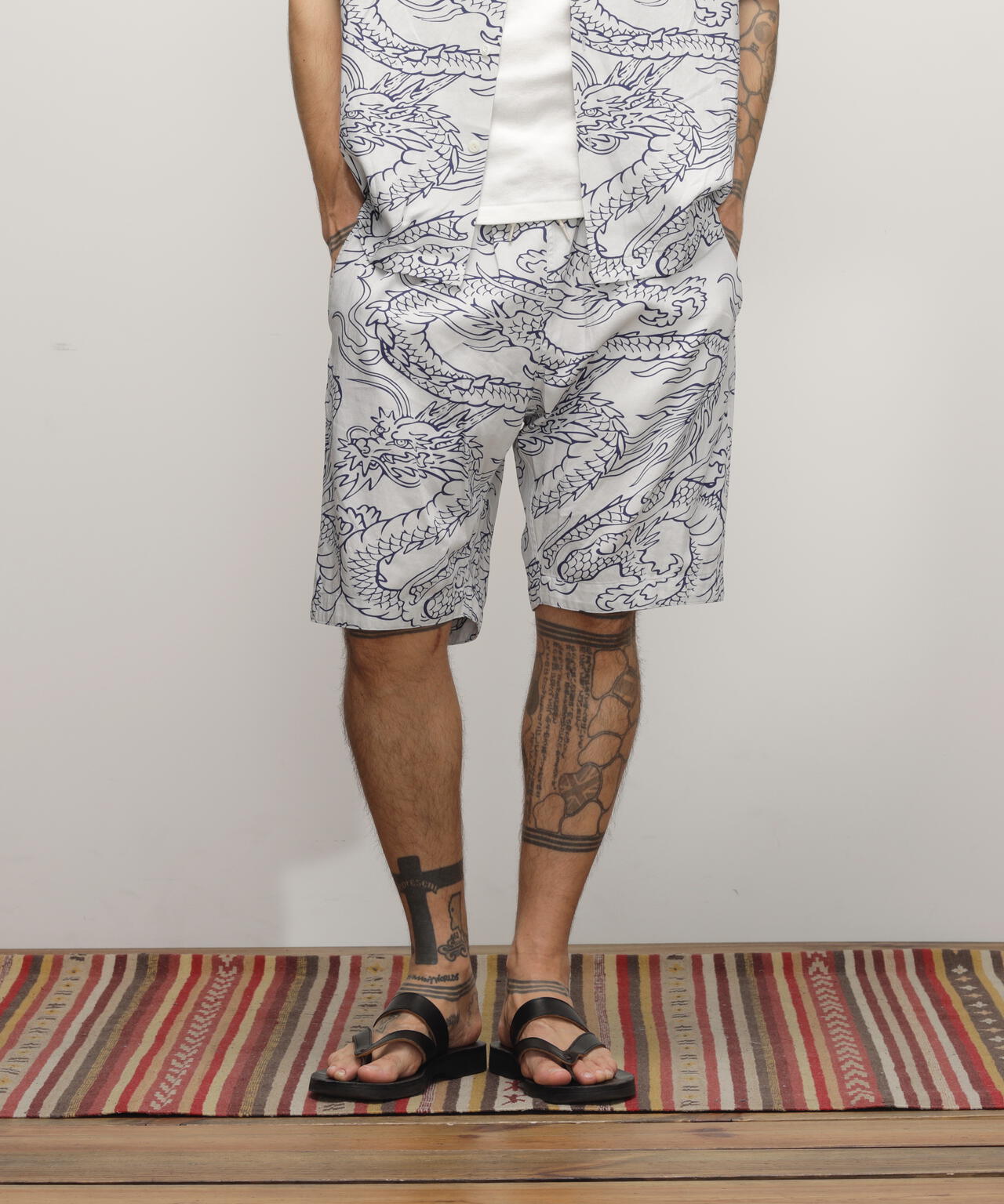 Schott ドラゴン柄 イージーショーツ XL E261280 HAWAIIAN SHORTS 